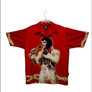 c25iept Dragonfly Clothing Elvis Presley button down shirt size Large